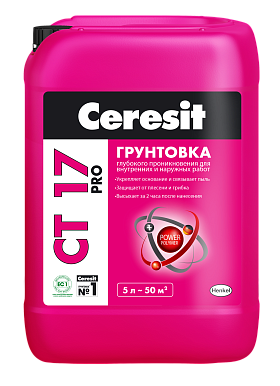 Водно-дисперсионная грунтовка глубокого проникновения Ceresit CT 17 PRO, 5л