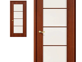 Межкомнатная ламинированная дверь Браво 10С Л-11 итальянский орех полотно со стеклом сатинато белое
