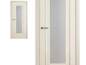 Межкомнатная дверь Profil Doors экошпон серия X 24X Ясень белый (Эш Вайт) полотно со стеклом матовый узор (молдинг серебро)