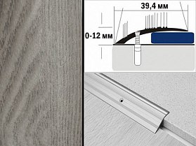 Порог разноуровневый декорированный С4 39,4х12 мм Дуб арктик