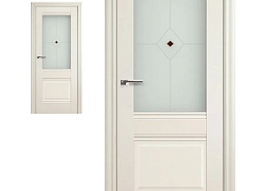 Межкомнатная дверь Profil Doors экошпон серия X 2X Ясень белый (Эш Вайт) полотно со стеклом узор с фьюзингом