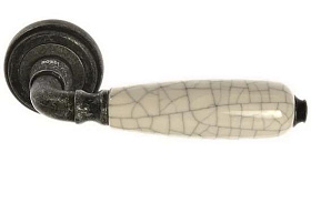 Межкомнатная дверная ручка Rossi DALI LD 751 AS/CRACK WHITE Серебро античное/ Керамика белая (паутинка)