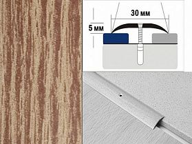 Порог декорированный полукруглый А30 30х5,0 мм Дуб светлый