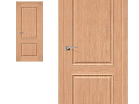Межкомнатная дверь из шпона файн-лайн Браво Статус-12 Ф-01 Дуб, глухое полотно