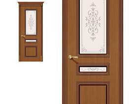 Межкомнатная дверь из шпона файн-лайн Браво Стиль Ф-11 Орех полотно со стеклом сатинато белое художественное