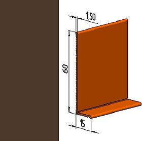 Гибкий напольный плинтус ПВХ JL60-1PC, земельно-коричневый (RAL 8028), 1 м.п.