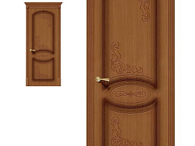 Межкомнатная дверь из шпона файн-лайн Браво Азалия Ф-11 Орех, глухое полотно