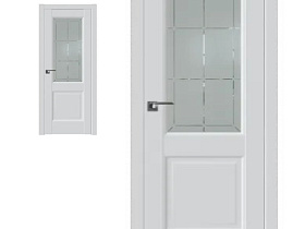 Межкомнатная дверь Profil Doors экошпон серия U 90U Аляска, полотно со стеклом гравировка 1