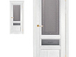 Межкомнатная дверь из массива дуба Ока Аристократ №3, Белый, полотно со стеклом (графит с наплавом)