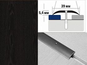 Порог декорированный полукруглый А39 39х5,4 мм Черный дуб