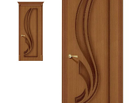 Межкомнатная дверь из шпона файн-лайн Браво Лилия Ф-11 Орех глухое полотно