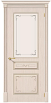 Межкомнатная дверь из шпона файн-лайн Браво Классика Ф-22 Белый Дуб, полотно со стеклом сатинато белое художственное
