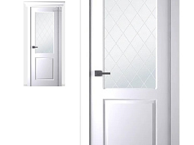 Межкомнатная дверь эмаль Belwooddoors Альта белая, полотно с витражным стеклом