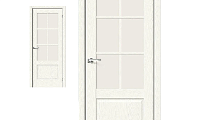 Межкомнатная дверь Браво Эко Шпон Прима-13.0.1 White Wood, стекло Magic Fog
