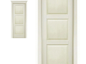 Межкомнатная дверь из массива сосны Ока Турин Браш Слоновая кость, глухое полотно