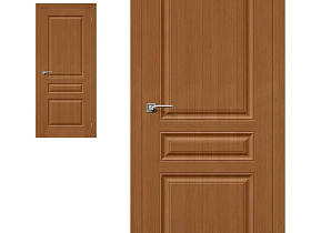 Межкомнатная дверь из шпона файн-лайн Браво Статус-14 Ф-11 Орех глухое полотно