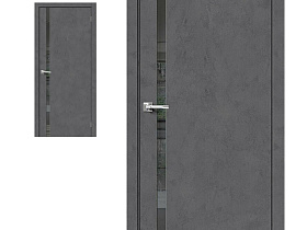 Межкомнатная дверь Браво Эко Шпон Браво-1.55 Slate Art, стекло Mirox Grey