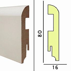 Плинтус МДФ TeckWood 80х16х2150 мм. Белый Прямой, 1 м.п.