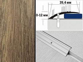 Порог разноуровневый декорированный С4 39,4х12 мм Дуб венский