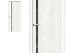 Межкомнатная дверь Браво Эко Шпон Браво-1.55 White Dreamline, стекло Mirox Grey