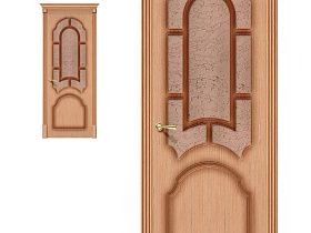 Межкомнатная дверь из шпона файн-лайн Браво Соната Ф-01 Дуб, полотно с бронзовым стеклом