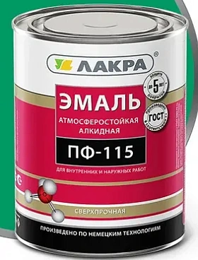 Эмаль ПФ-115 ЛАКРА, ярко-зеленый Л-С, 1 кг