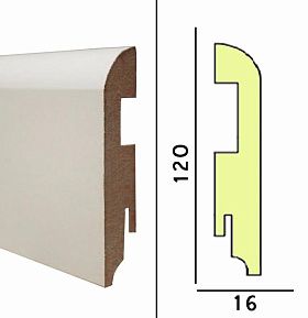 Плинтус МДФ TeckWood 120х16х2150 мм. Белый Прямой, 1 м.п.