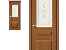 Межкомнатная дверь Браво Шпон Статус-15 Ф-11 (Орех) с художественным стеклом