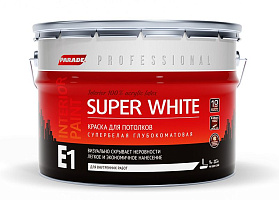 Краска акриловая для потолков Parade PROFFESIONAL E1 SuperWhite глубокоматовая, база A 2,7л