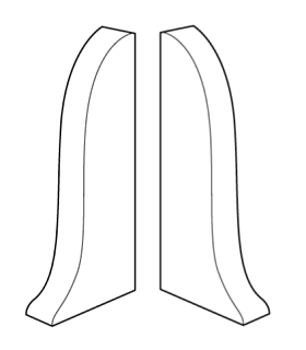 Торцевая заглушка (пара) к плинтусу  Deconika Д-П55-Тп (пластиковый с кабель-каналом) 033 Кремово-белый  55мм