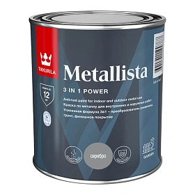 Краска по ржавчине 3в1 Tikkurila Metallista глянцевая, серебристая