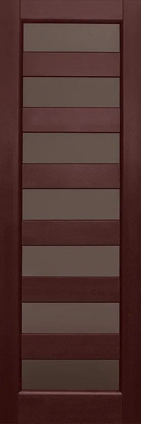 Межкомнатная дверь из массива ольхи Ока Премьер плюс Махагон, полотно со стеклом (матовое белое)