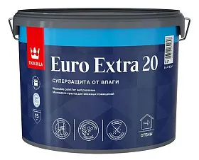 Краска моющаяся для влажных помещений Tikkurila Euro Extra 20 полуматовая, база C