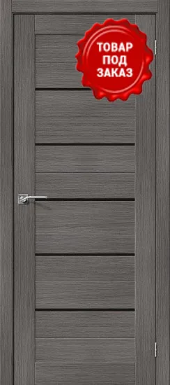 Межкомнатная дверь экошпон Porta X Порта-22 Grey Veralinga, полотно со стеклом Black Star