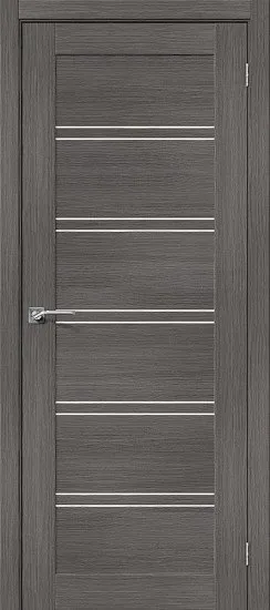 Межкомнатная дверь экошпон Porta X Порта-28 Grey Veralinga, полотно со стеклом сатинато белое "Magic Fog"