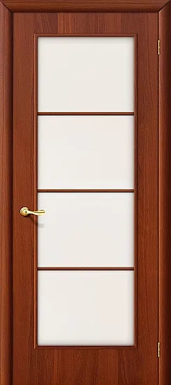 Межкомнатная ламинированная дверь Браво 10С Л-11 итальянский орех полотно со стеклом сатинато белое